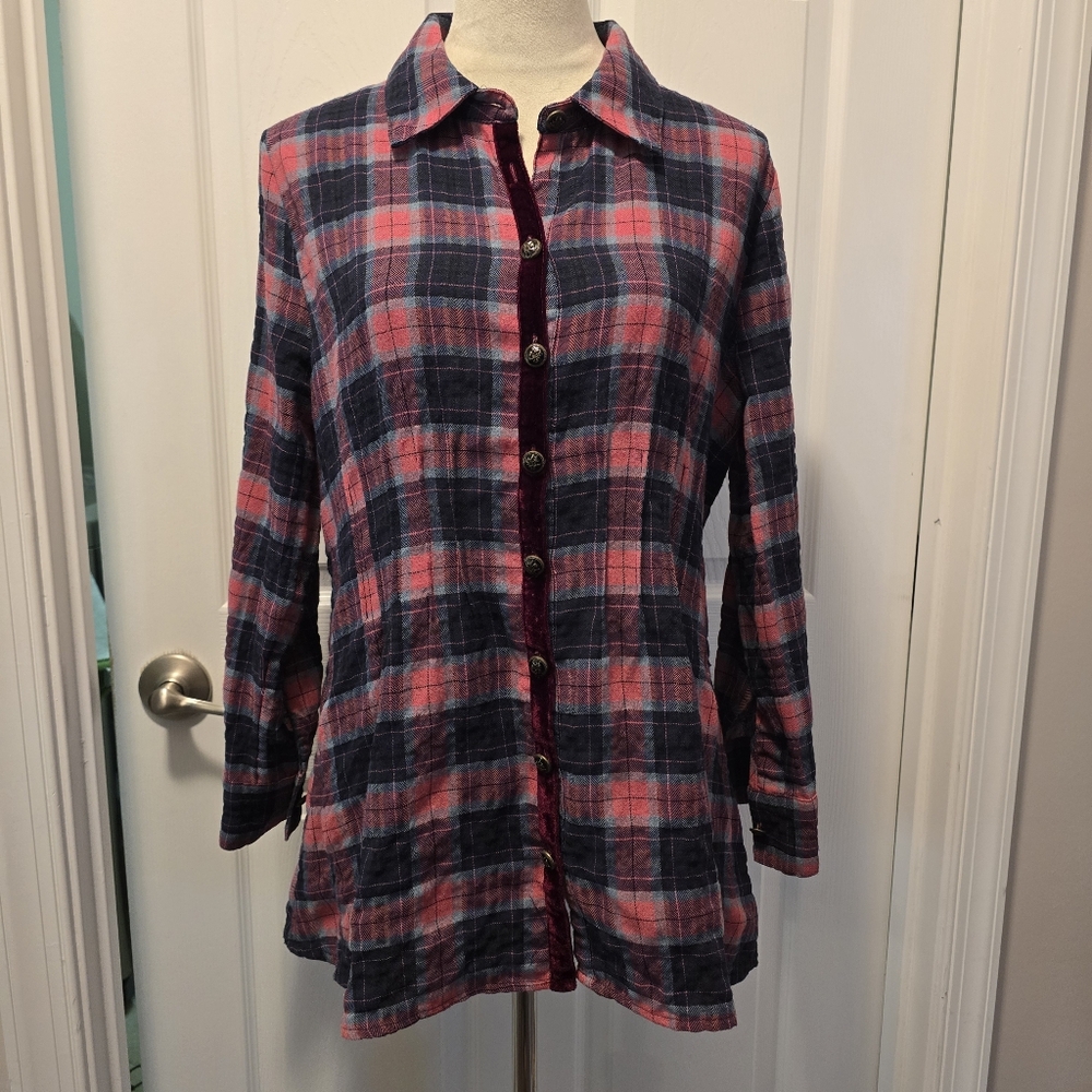Soft Surroundings Kensington Plaid Burnout Velvet Tunic - MP - Picture 7 of 14